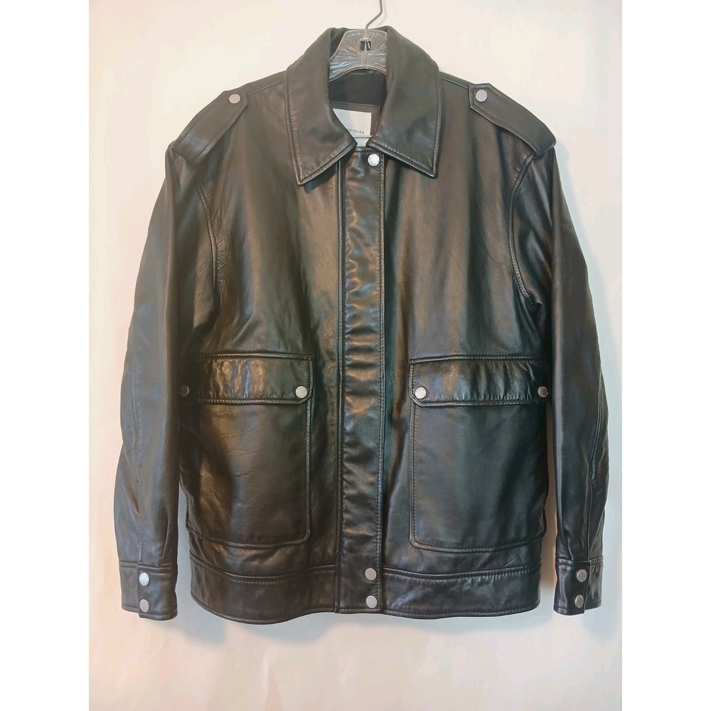 Avec Les Filles Genuine Lamb Leather Moto Jacket Black Medium  AC